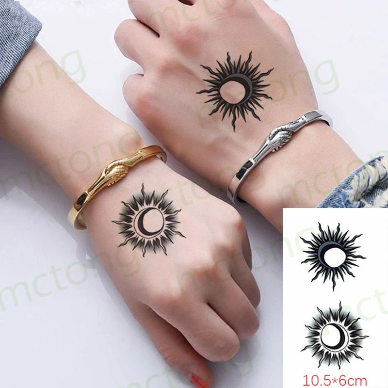 Waterproof Temporary Tattoo Sticker Cute Crescent Moon Cat Animal Body Art Fake Tatto Flash Tatoo Tatouage for Girl Women Men