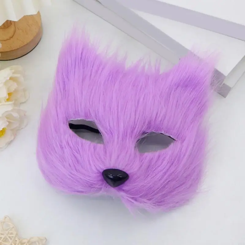 2pcs/set 성인 어린이 할로윈 의상 액세서리 플러시 마스크 및 동물 테일 코스프레 파티 공연 사슴을위한 동물성 꼬리 코스프레 소품