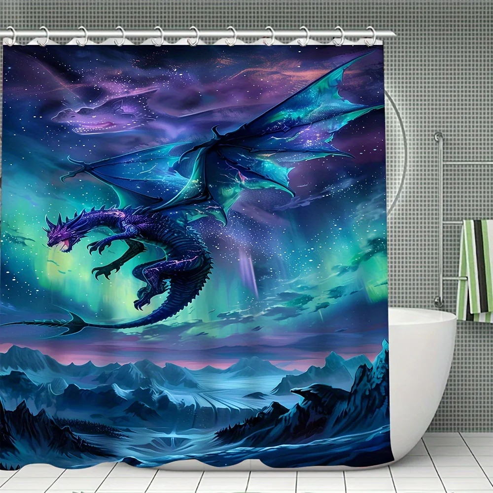 Galactic Wolf Bathroom Four-Piece Set - Cosmic Waterproof Shower Curtain for a Complete Bathroom Set