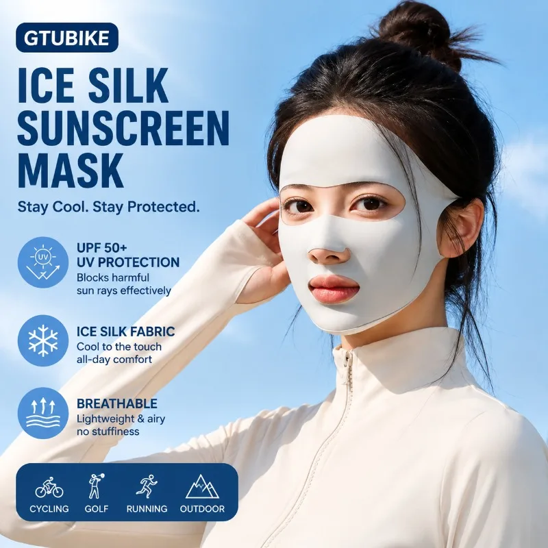 

Ice Silk Sunscreen Mask for Men Women Summer UV Protection Full Face Outdoor Golf Cycling Sports Mask Breathable Nylon