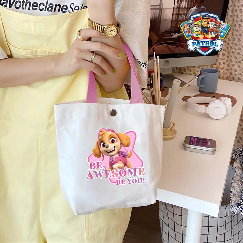 Paw Patrols Bolsa de lona para crianças, Chase Skye, desenhos animados de anime, bolsas fofas, acessórios casuais, sacolas impressas para meninos e meninas, sacola de compras