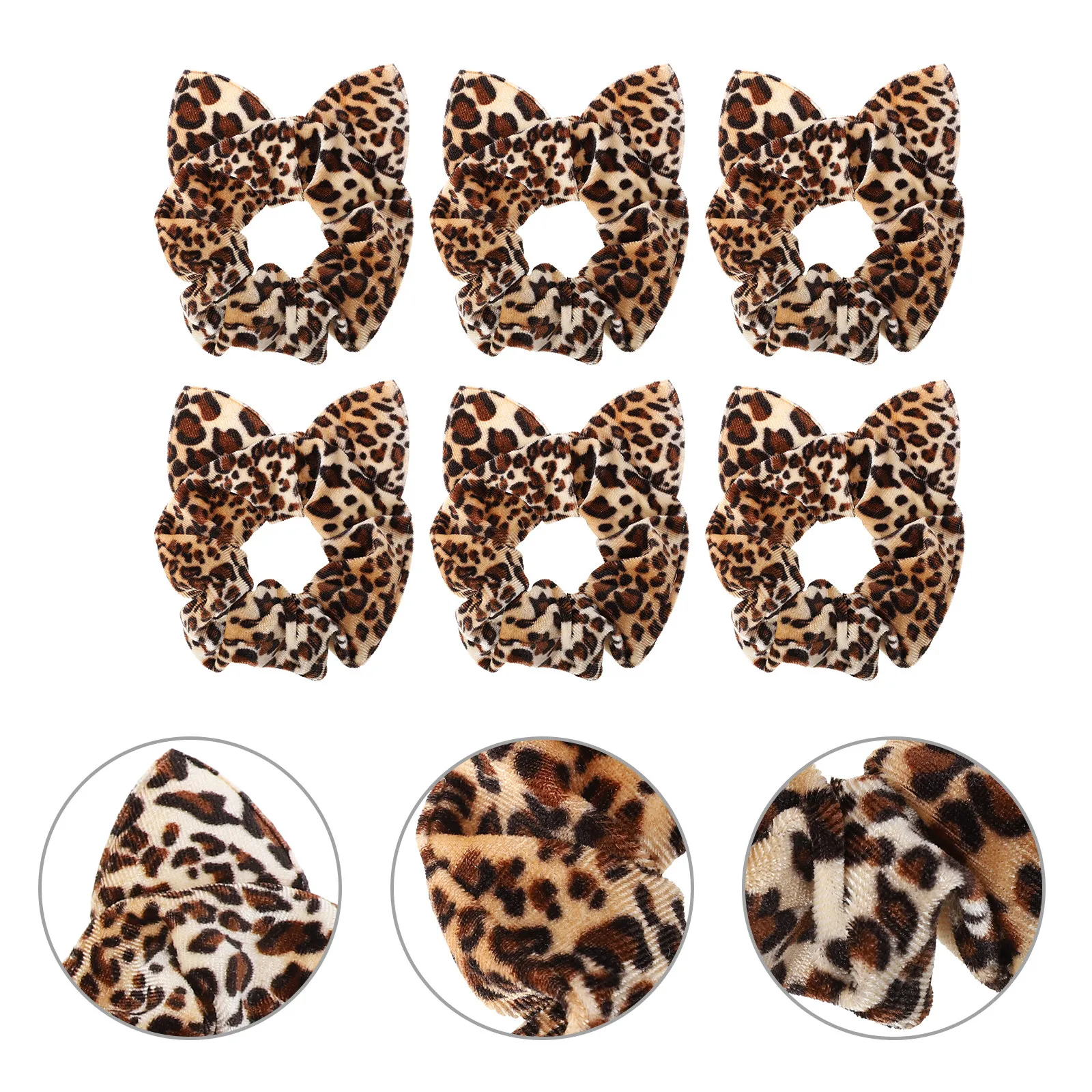 

6Pcs Hair Ties for Women Leopard Scrunchies Ponytail Holders Elastic Hair Bands for Bun Wrist Decor Comfortable Skin Friendly
