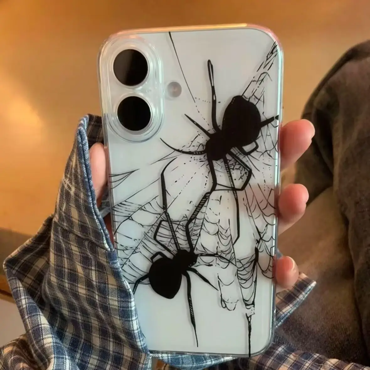 Black spider cool handsome Phone Case for IPhone 16 15 14 11 12 13 Pro Max Transparent Mobile Phone Case for IPhone XR XS MAX