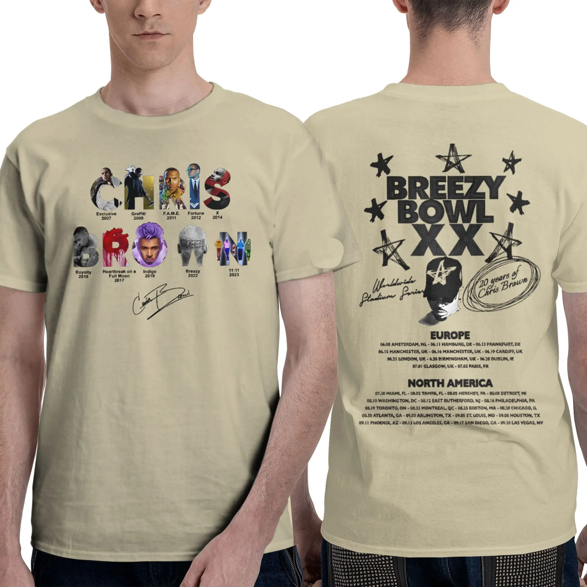 

Лидер продаж Chris Brown Breezy Bowl XX 2025 Tour футболки мужская одежда модная эстетичная футболка унисекс повседневная уютная хлопковая футболка