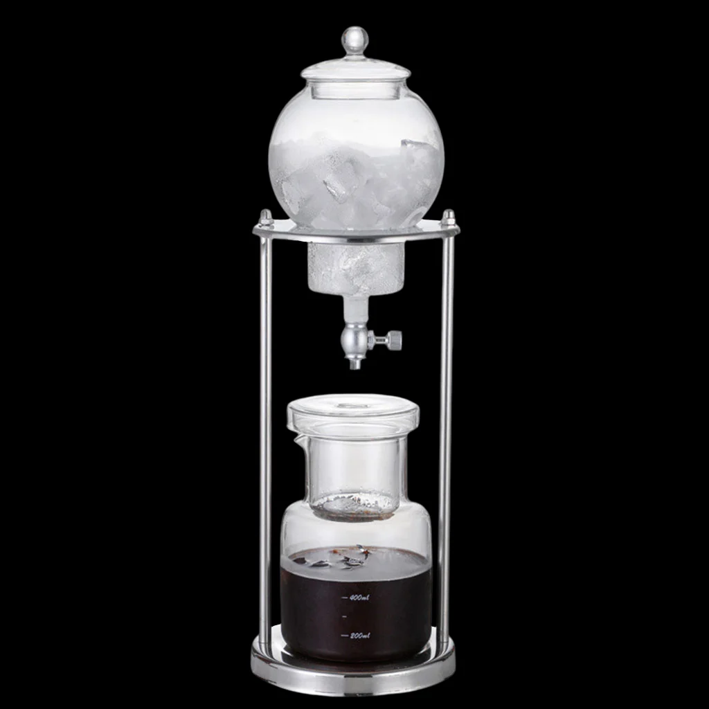 Pour over Coffee Maker Set Glass 600ml Ice Drip Brewer Anti Scald Design Easy Clean for Barista Beginners