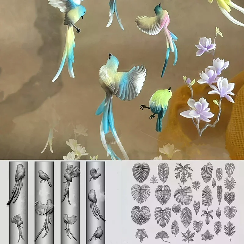 سيليكون مسمار الفن قالب الشريط القوس أحذية الباليه ورقة الطيور تصميم أداة DIY قالب نحت شفاف لتزيين عمليات تجميل الأظافر #3