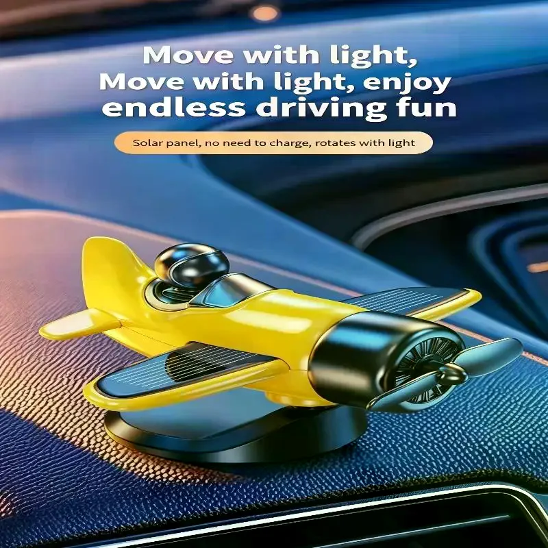 Car Solar 360 Rotary Aircraft Ornament Portable Auto Interior Accessory for Dashboard Home Desk Decor