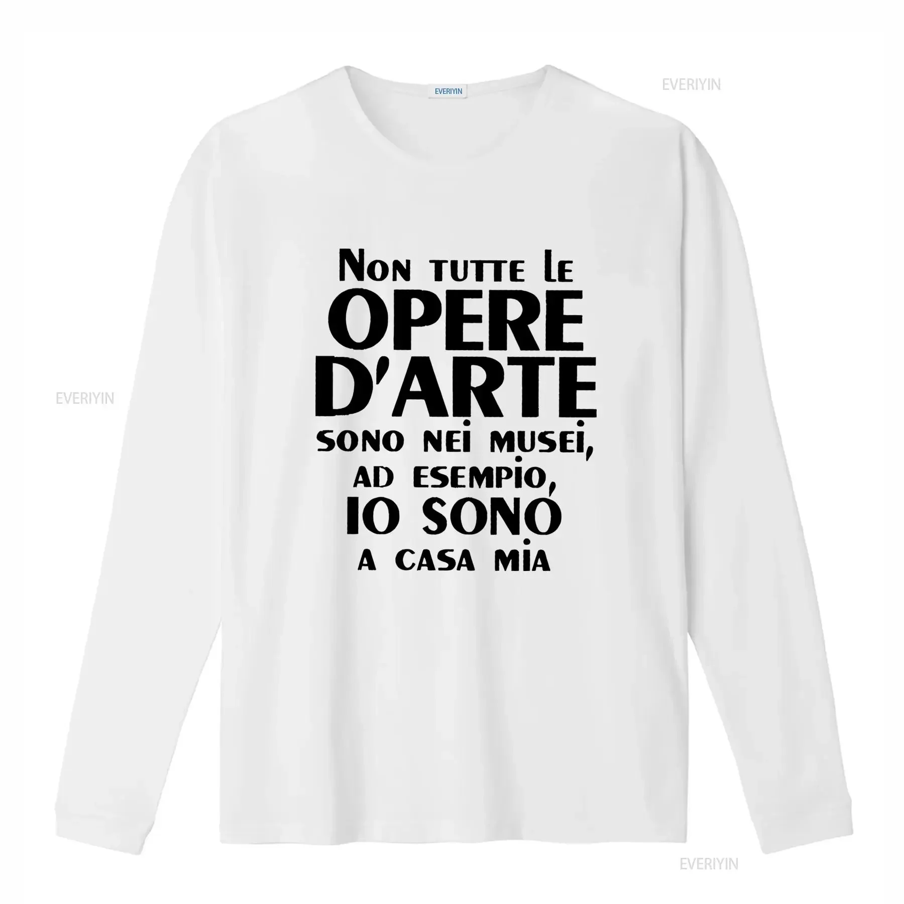 Maglietta Uomo con Citazione Italiana Non Tutte Le Opere Sono Musi Divertente Motivo Geometrico Bianco e Nero Testo in vintage