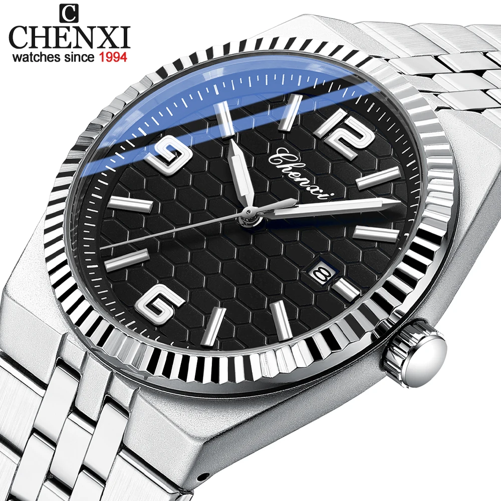 

CHENXI мужские часы водонепроницаемые светящиеся из нержавеющей стали оригинальные деловые кварцевые мужские часы с функцией даты наручные часы