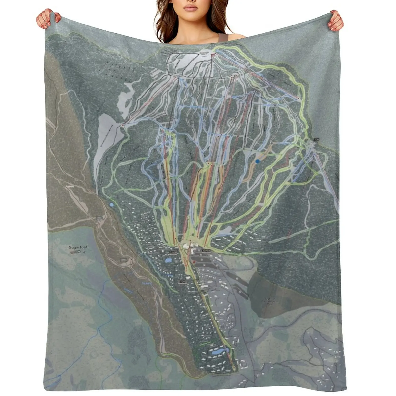 

Sugarloaf Resort Trail Map Throw Blanket Kid'S Soft Plush Plaid warm for winter Bed linens Blankets