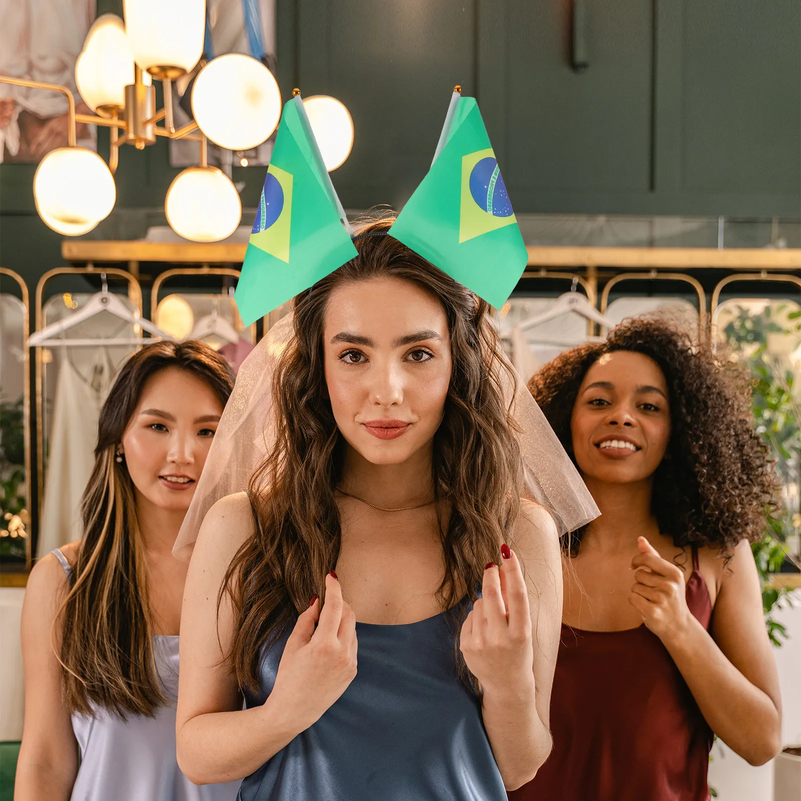 

6Pcs Brazil Flag Headband Soccer Accessories Cheerleading Football Fan Party Supplies Sports Hairband Brazil Fan Bopper