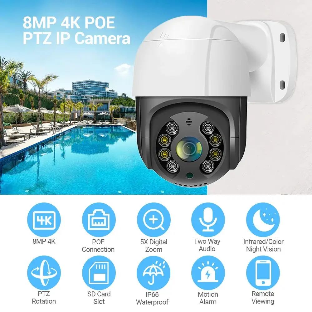 32CH NVR Kit 4K PTZ Cctv Camera System 8MP POE Security Camera System Detected Two Way Audio Ip66 H265 Poe Ip Camera Kit