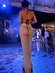 WOMENGAGA Spicy Girl Sexy Transparent Mesh Pants Elastic Pants For Women Trousers Thin Mesh Fashion Women 2023 Summer W8UZ