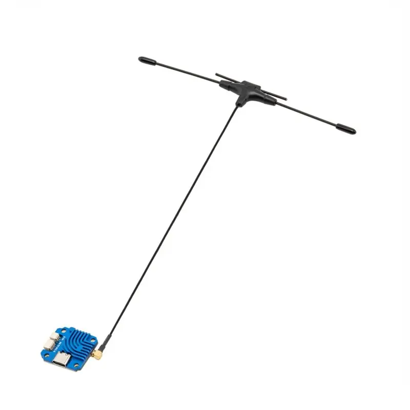 AT82-UR1000 ELRS 2.4G/900Mhz Dual-Band Receiver High-Power Expresslrs Module With 120Mm T Type Antenna For FPV Drone