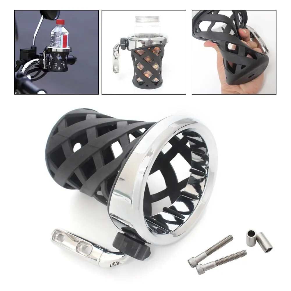 Motorcycle Adjustable Handlebar Drink Cup Holder Beverage Water Bottle Cage Bracket Fit For Harley Yamaha Indian Kawasaki Suzuki