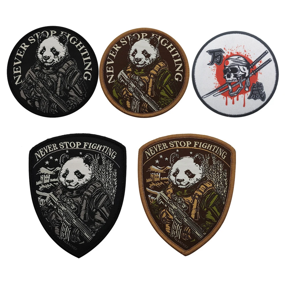 

Outdoor Backpack with Stickers, Woven Labels, Tactical Panda Military Morale Armband, DIY Helmet Vest Hook and Loop Patch