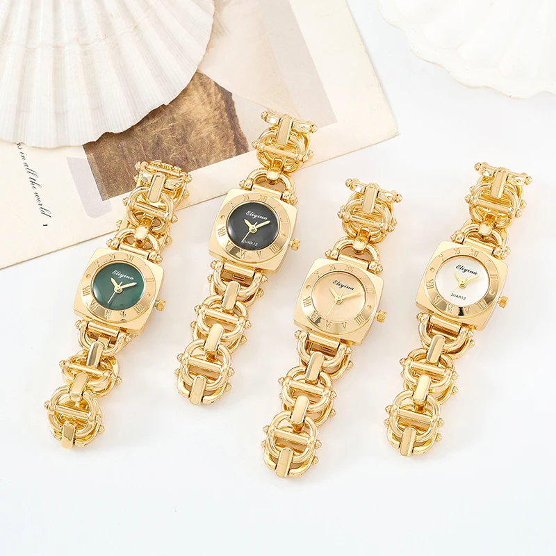 ساعة نسائية ذهبية بحزام من الفولاذ المقاوم للصدأ، خفيفة فاخرة، كاجوال، سوار نسائي، ساعة كوارتز رائعة #1