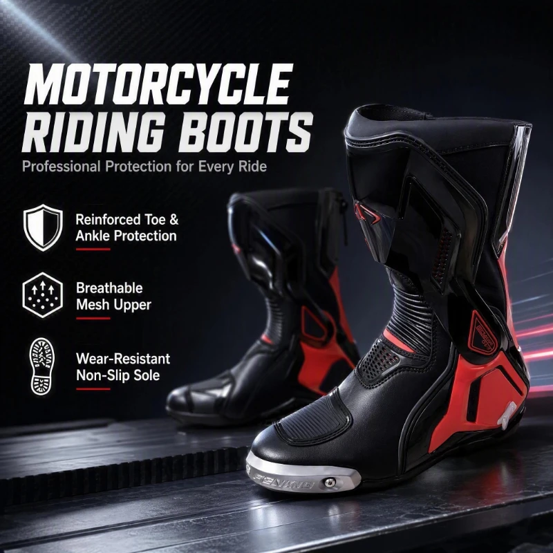 BENKIA CE Certified Motorcycle Racing Boots Men Track Sport Bike Anti-Collision Ankle Guard Off Road Rally Shoes Fall Winter