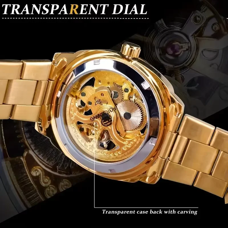 High-End Men's Business Mechanical Watch, Automatic Winding, Skeleton Design, Waterproof and Luminous, Stainless Steel Strap, Fashionable Men's Watch, Luxury Automatic Mechanical Watch, Pointer Display, Popular Workplace Gift, Cross-Border Bestseller, Simple and Elegant Men's Wristwatch, High Cost Performance, Accurate Timekeeping, Durable