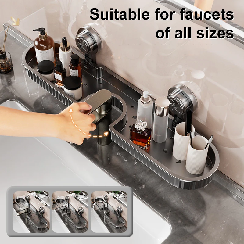 رف حوض كوب الشفط المنزلي بدون حفر، منظم تصريف الصنبور المثبت على الحائط، نماذج عالمية، قطعة واحدة