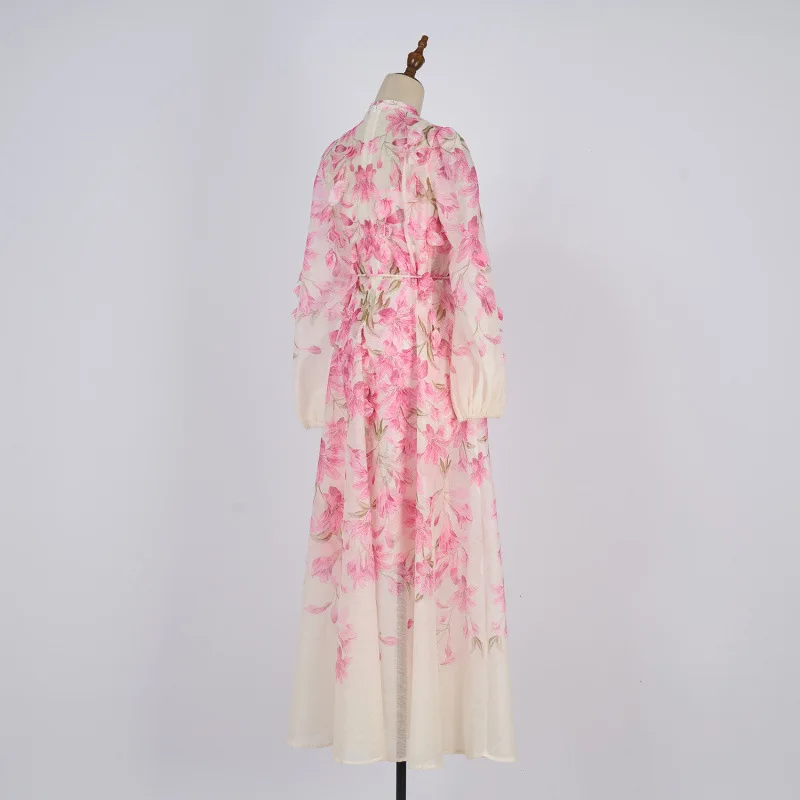 Feito à mão longo dr conjunto de duas peças floral pendurado design rua sle cintura solta material thiened oulder off sle