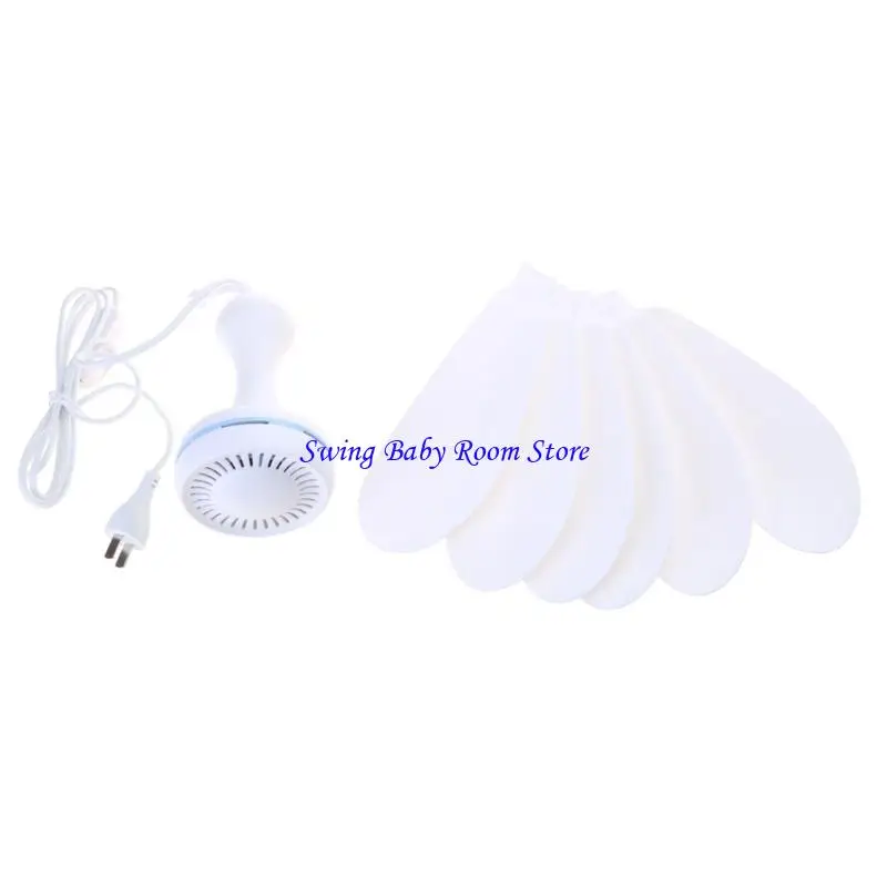K1AD AC 220V 20W 6 Leaves 20.4in Ceiling Fan Gear mini Fan bedroom fan with 180cm Cable and Power Switch US Plug