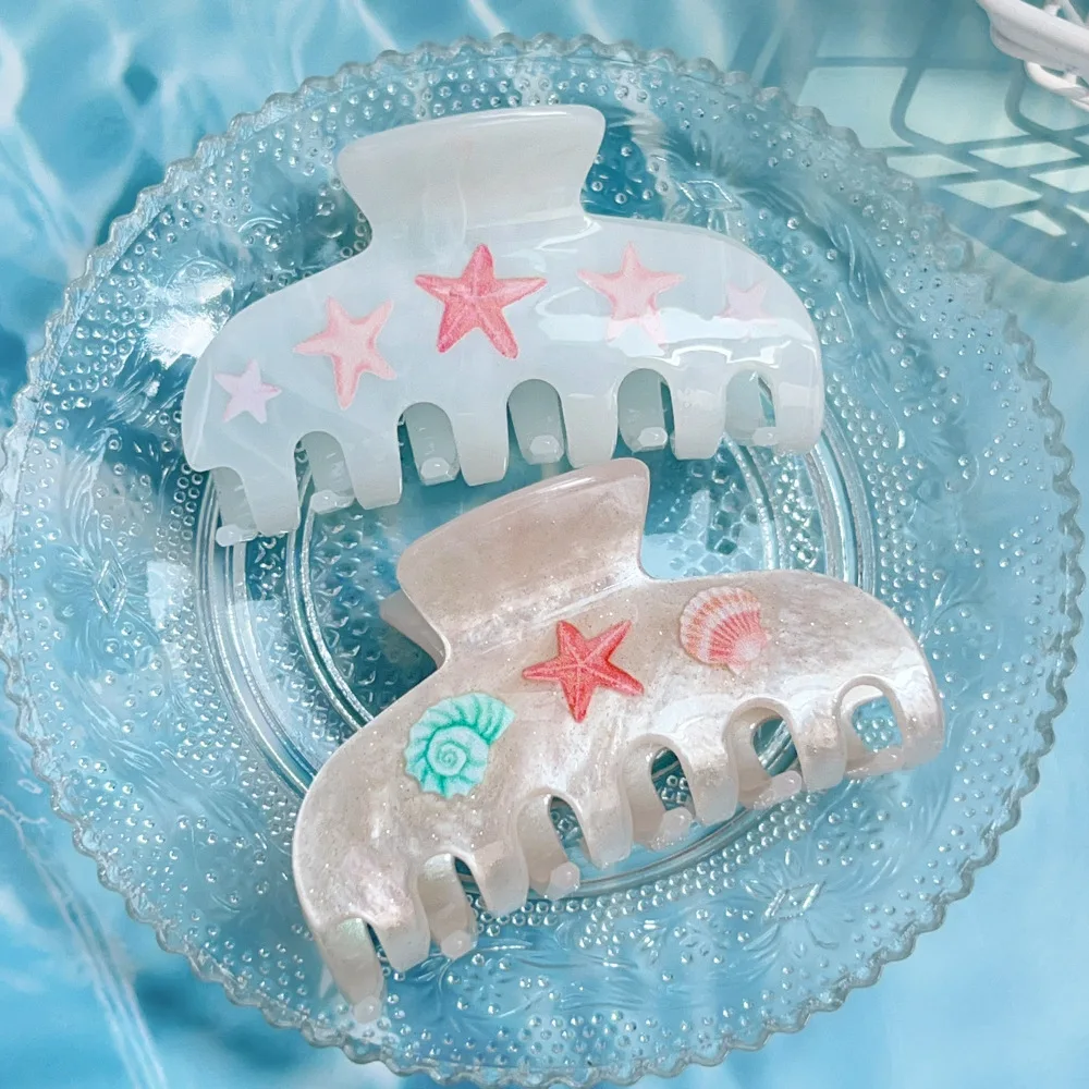 

DuoShang NEW Starfish Conch Acrylic Hair Claw Ocean Series Claw Clips Summer Trendy Hair Clips for Women Girls Hair Accessories