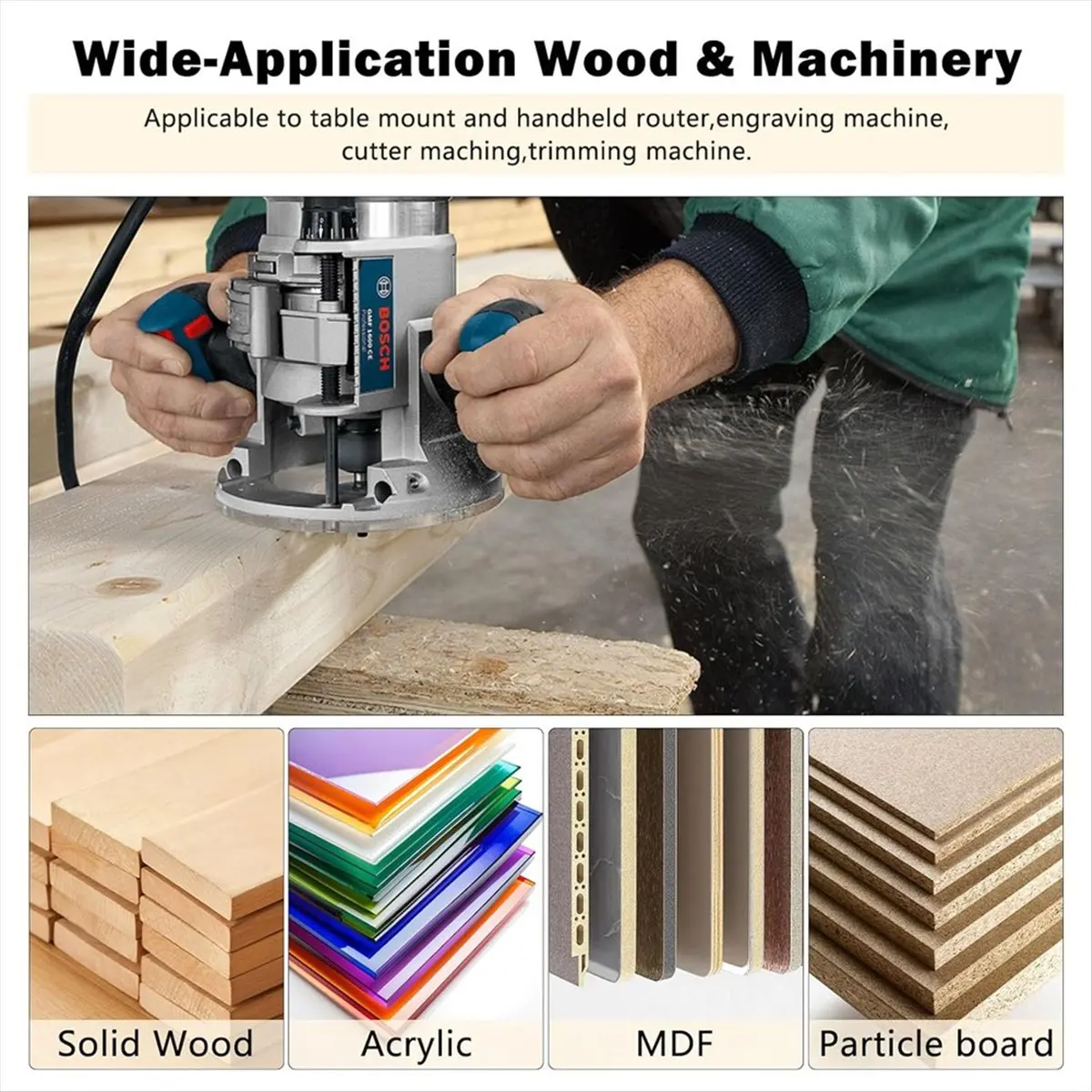 A008 Double Fluted Straight Cut Router Bit Set 1/4 Shank, Router Drill Bit, Woodworking Tools Milling Cutter for Grooving