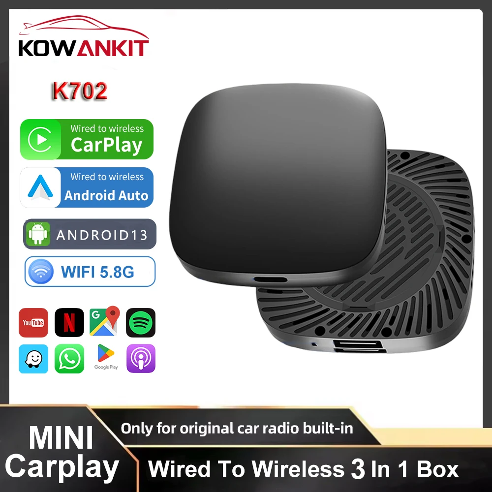 New Carplay Ai Box Wireless Android Auto Wireless Carplay Adapter TV Box For Netflix YouTube Car Intelligence Systems