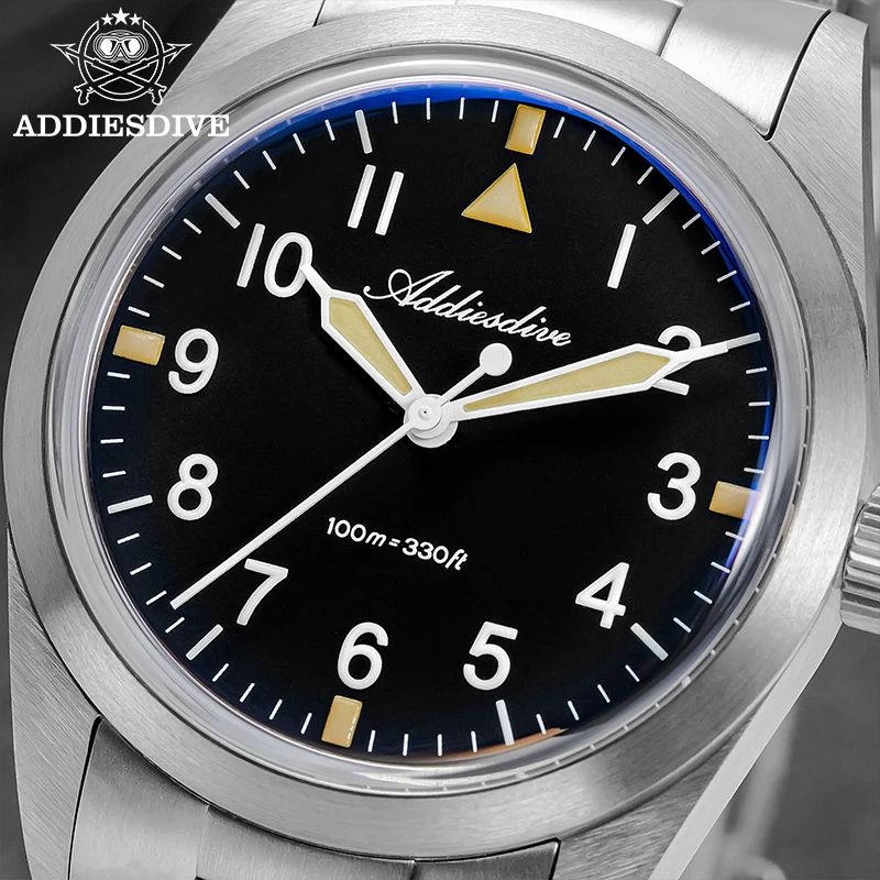 

ADDIESDIVE 36mm Men Watch Titanium Alloy 10Bar Waterproof BGW9 Luminous Bubble Mirror Glass VH31 Movement Quartz Watches AD2502