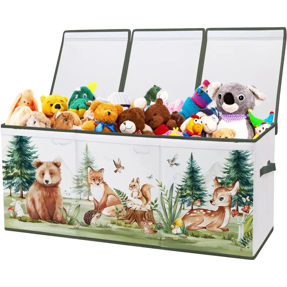

Large Toy Box Chest Organizer with lip Lid or Kids, Collapsible rd Toy Storage Box with Handles or Boys Girls, Sturdy Waterproo