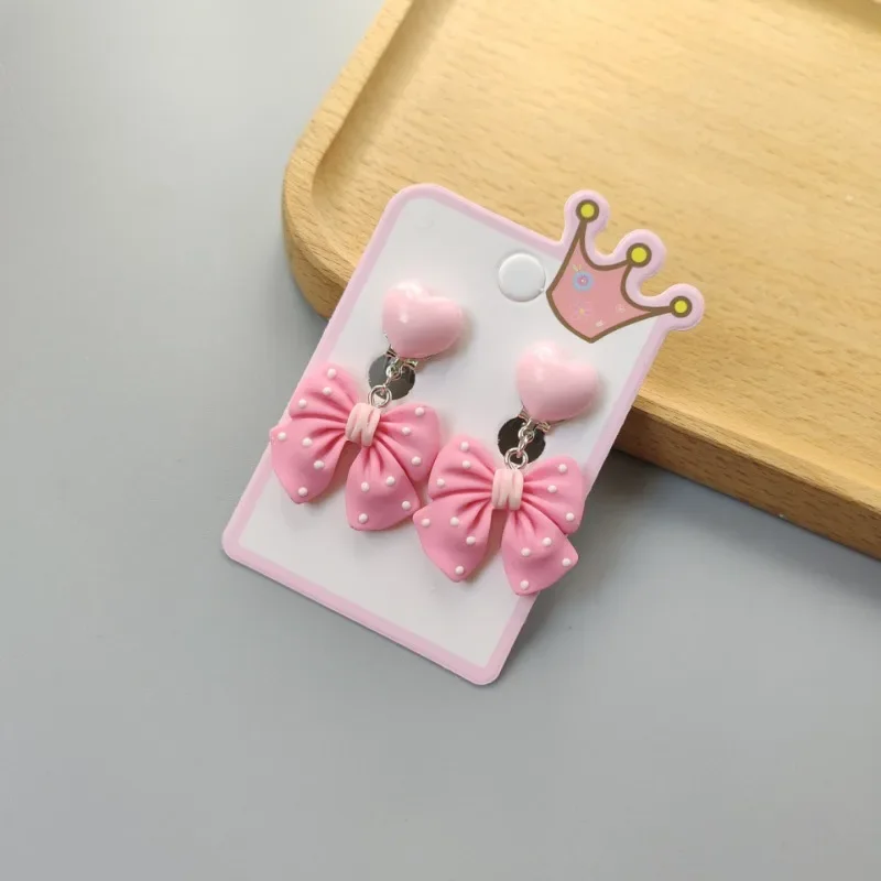 New Cute Fashion Children Cartoon Acrylic Ear Clips No Ear Hole Jewelry Princess Girl Earrings Fashionable Girl Clips