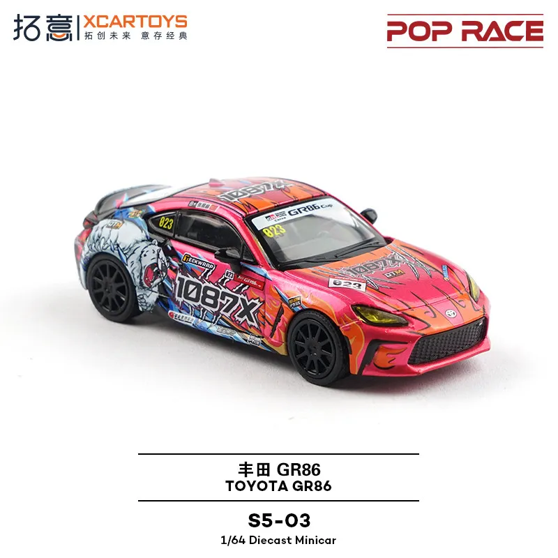 XCARTOYS Car Toys for Boys POPRACE Alloy 1/64 Simulation Latte Coupe Collection Ornament Miniature Toyota GR86 Racing Model