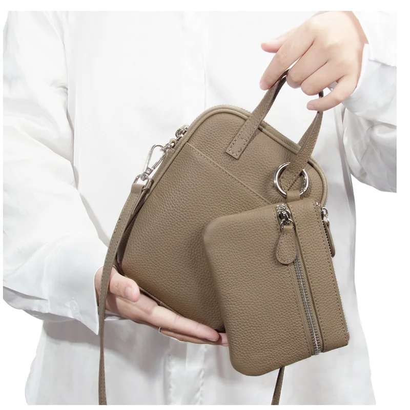 New Genuine Leather Crossbody Bag Fashionable Single Shoulder Women's Bag Cowhide Bag,Hanging Wallet Pocket