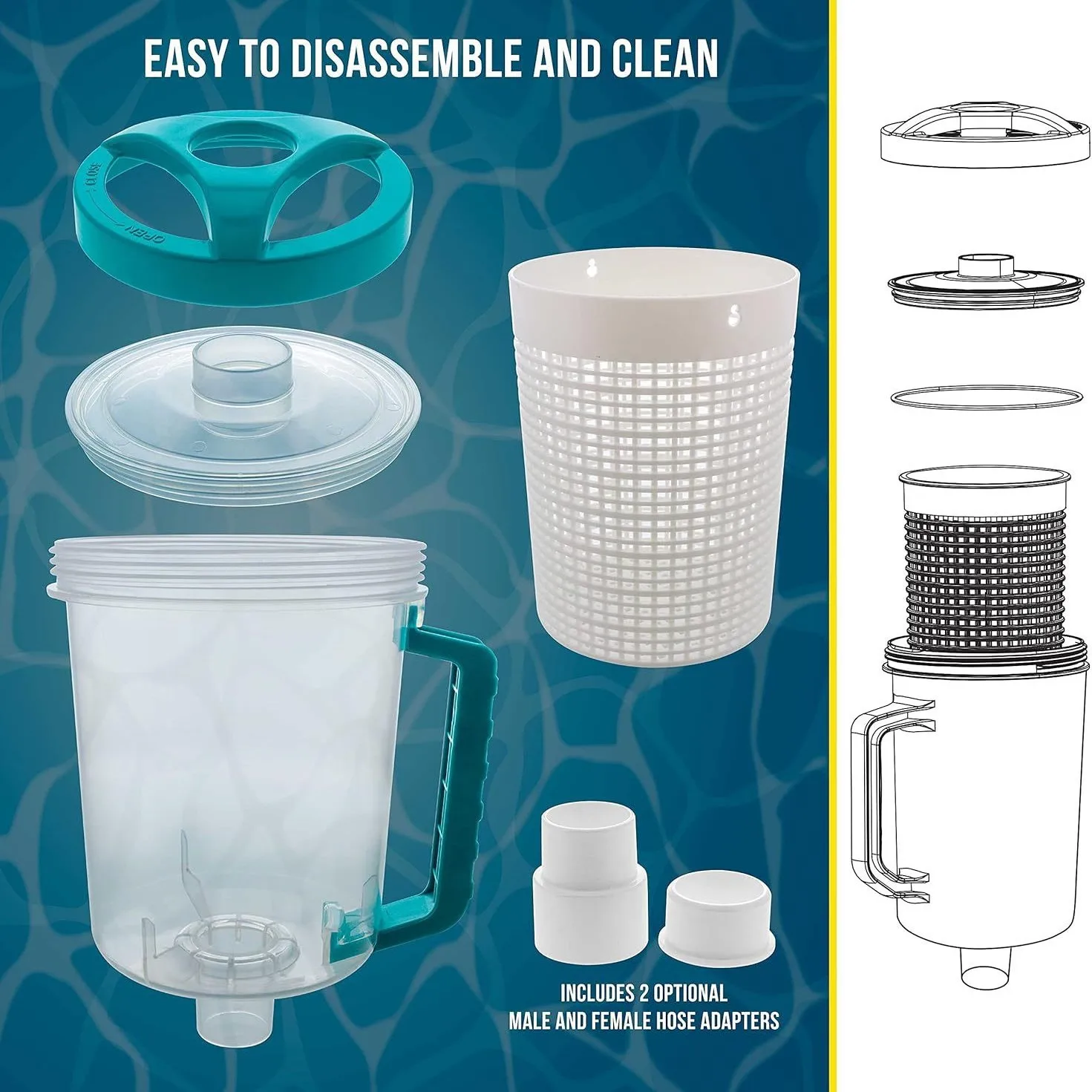 Hayward W560 W530 W26705 R211084 Pool Leaf Catcher Replacement Filter Basket Blue PVC