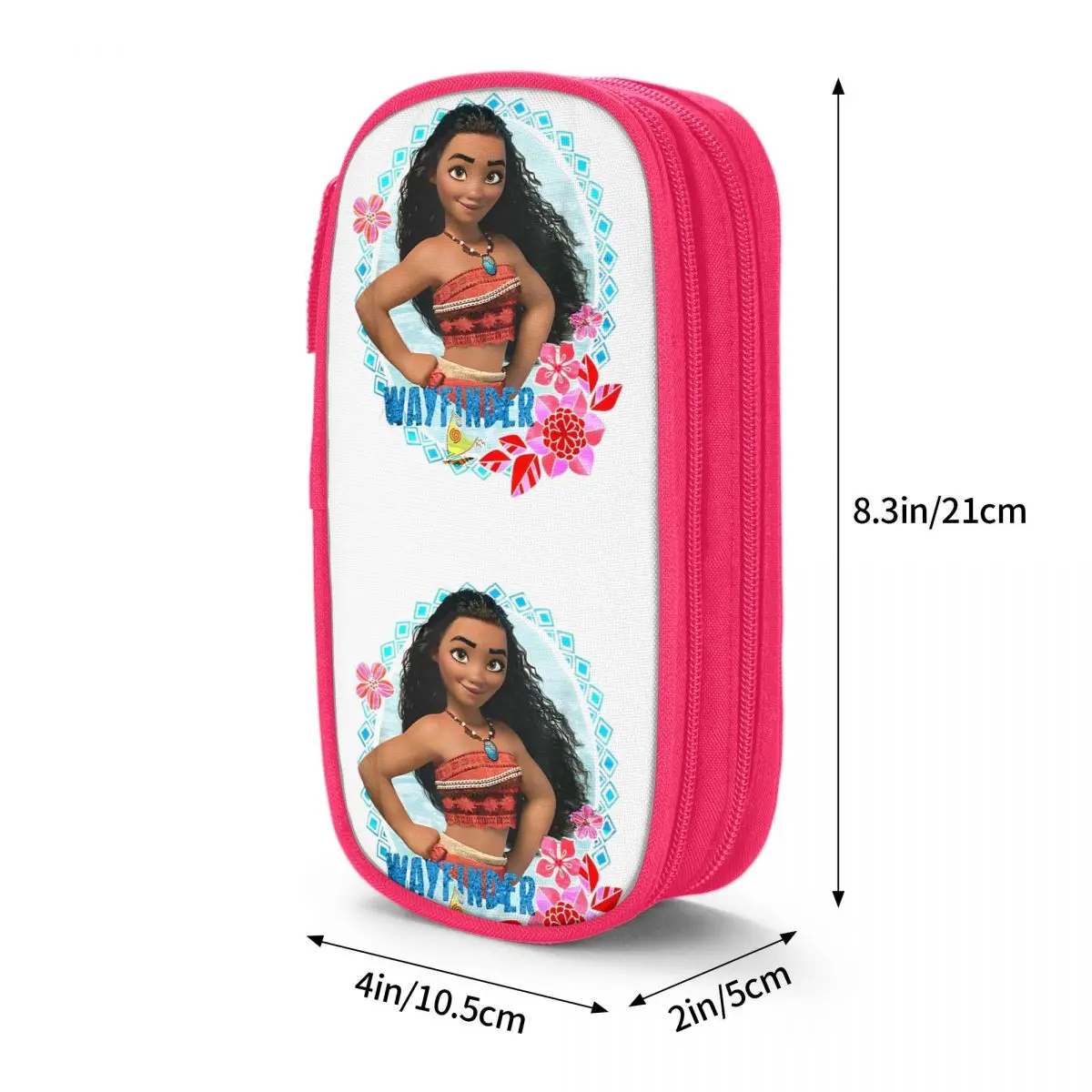 Imagem -06 - Moana Wayfinder Brave Pose Tropical Flower Frame Pencil Case Pen Holder para Estudante Material Escolar Papelaria Bag