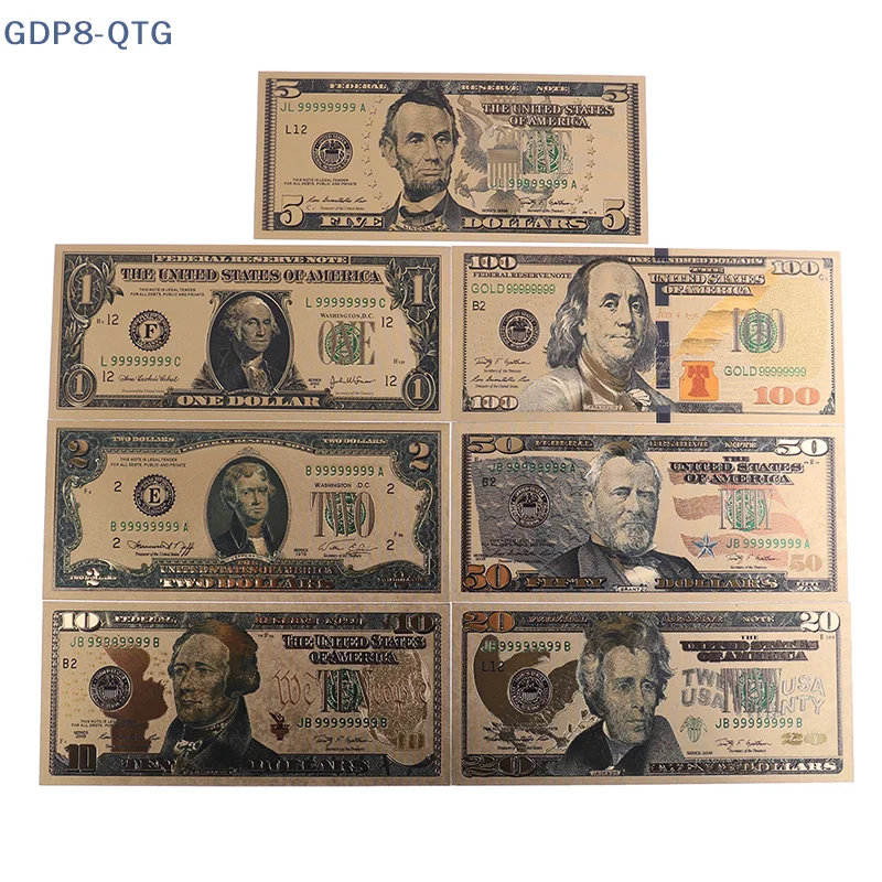 حار بيع 7 قطعة/المجموعة التذكارية رقائق الذهب الولايات المتحدة الأمريكية دولارات ورقة مجموعات الأوراق النقدية المال