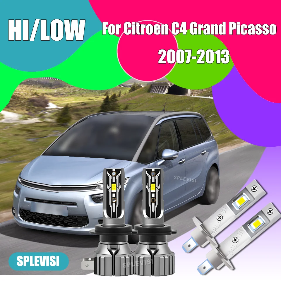 

12v H1 H7 LED Headlights High Low Beam ip68 Current Stability For Citroen C4 Grand Picasso 2007 2008 2009 2010 2011 2012 2013