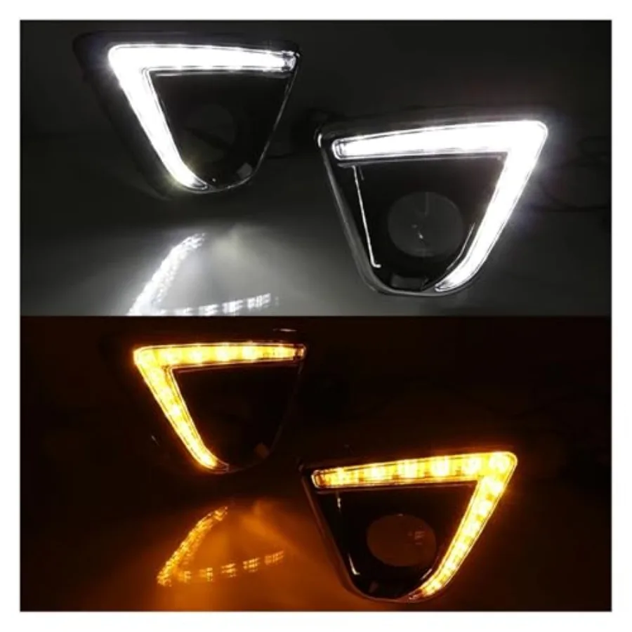 سيارة Led DRL مع بدوره أصفر النهار تشغيل ضوء الضباب غطاء المصباح لمازدا CX5 CX5 20122016 الأبيض والأصفر نموذج محسن #3