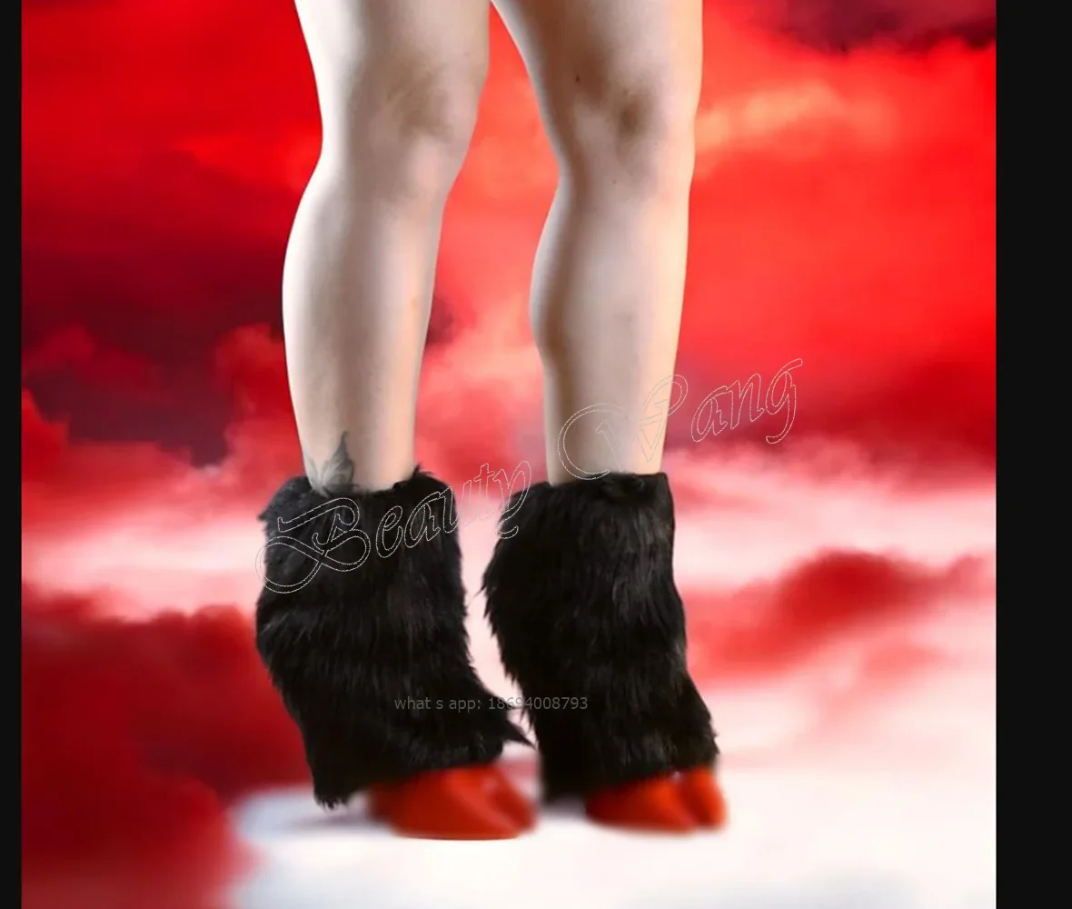 

Black Red Horse Proof Boots Strange Style Toe Sexy Shoes No Heel High Heel Shoes for Women Shoes 2024 Zapatos Para Mujere