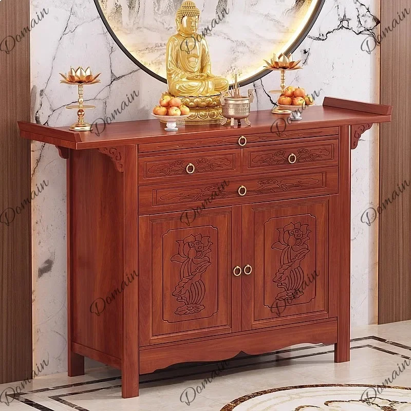 QA Modern Small Buddhist Altar Table for Home Feng Shui Shrine Buddha Statue Stand Offering Desk Decor