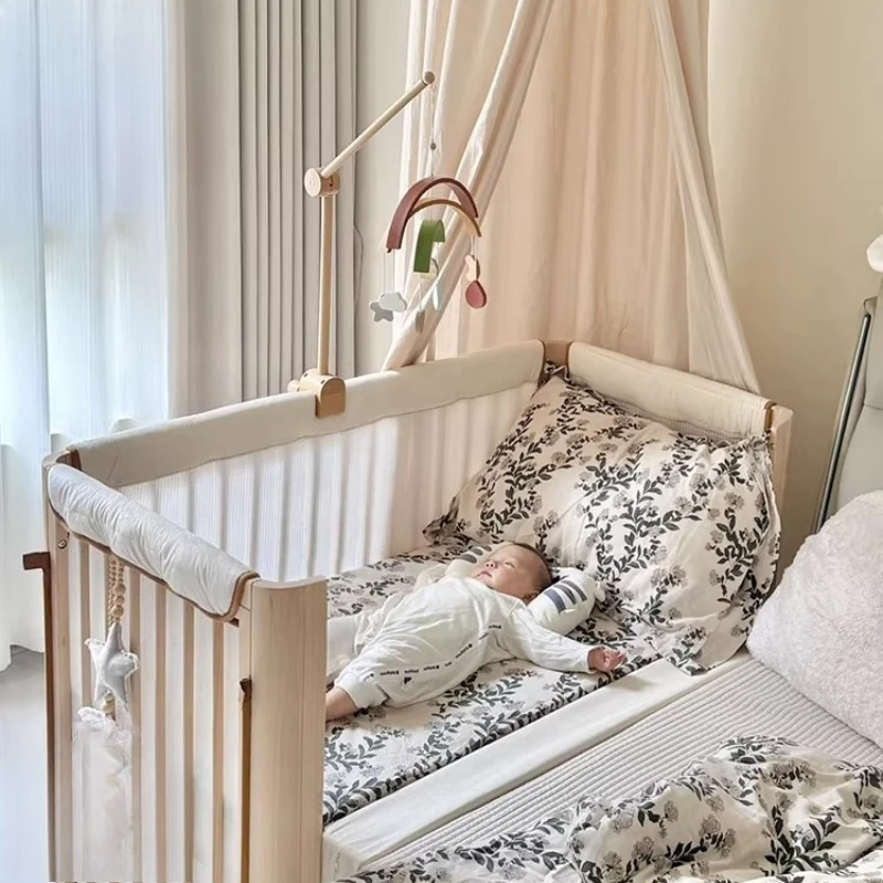 Baby Cot Movable Baby Cot Multi-functional Splicing Big Bed Solid Wood