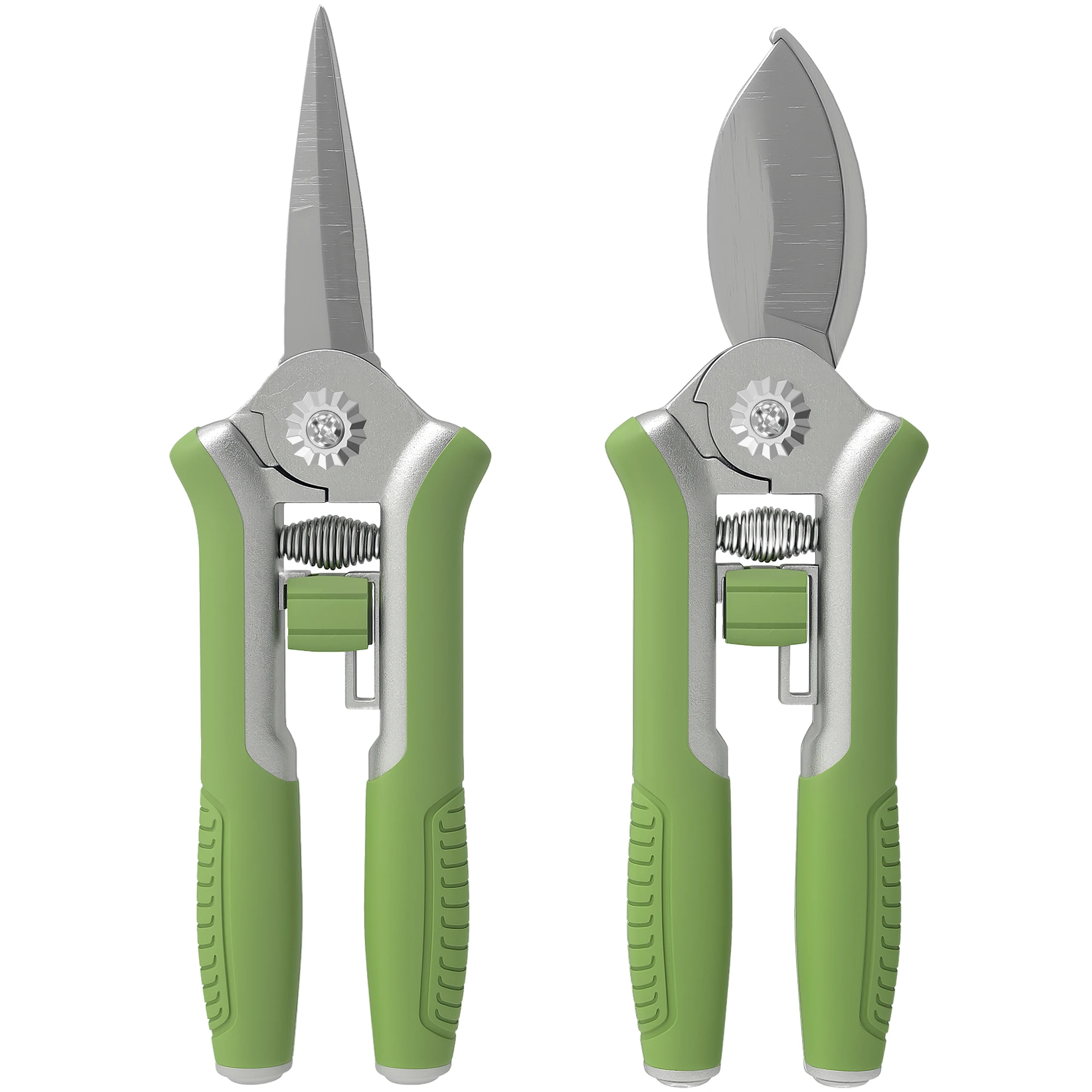Garden tool set, 2 pieces, stainless steel garden tools, gardening tools with pruning shears and branch cutters, green and
