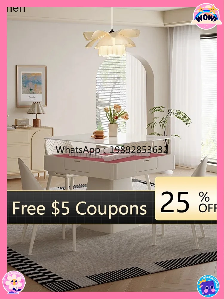 

AB кремовый стол для маджонга и обеденный стол двойного назначения, встроенная гостиная, многофункциональная, новая, автоматическая, с крышкой