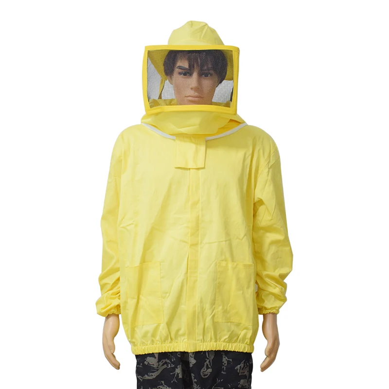 100% Cotton Beekeeping Jacket with Fencing Veil Yellow Beekeeper Protective Gear Beekeeper Suit Bee Clothing