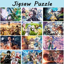 300/500/1000 Pieces Japan Anime Puzzles Sword Art Online Character Kirito Asuna Jigsaw Puzzles Kids Intelligence Education Toys