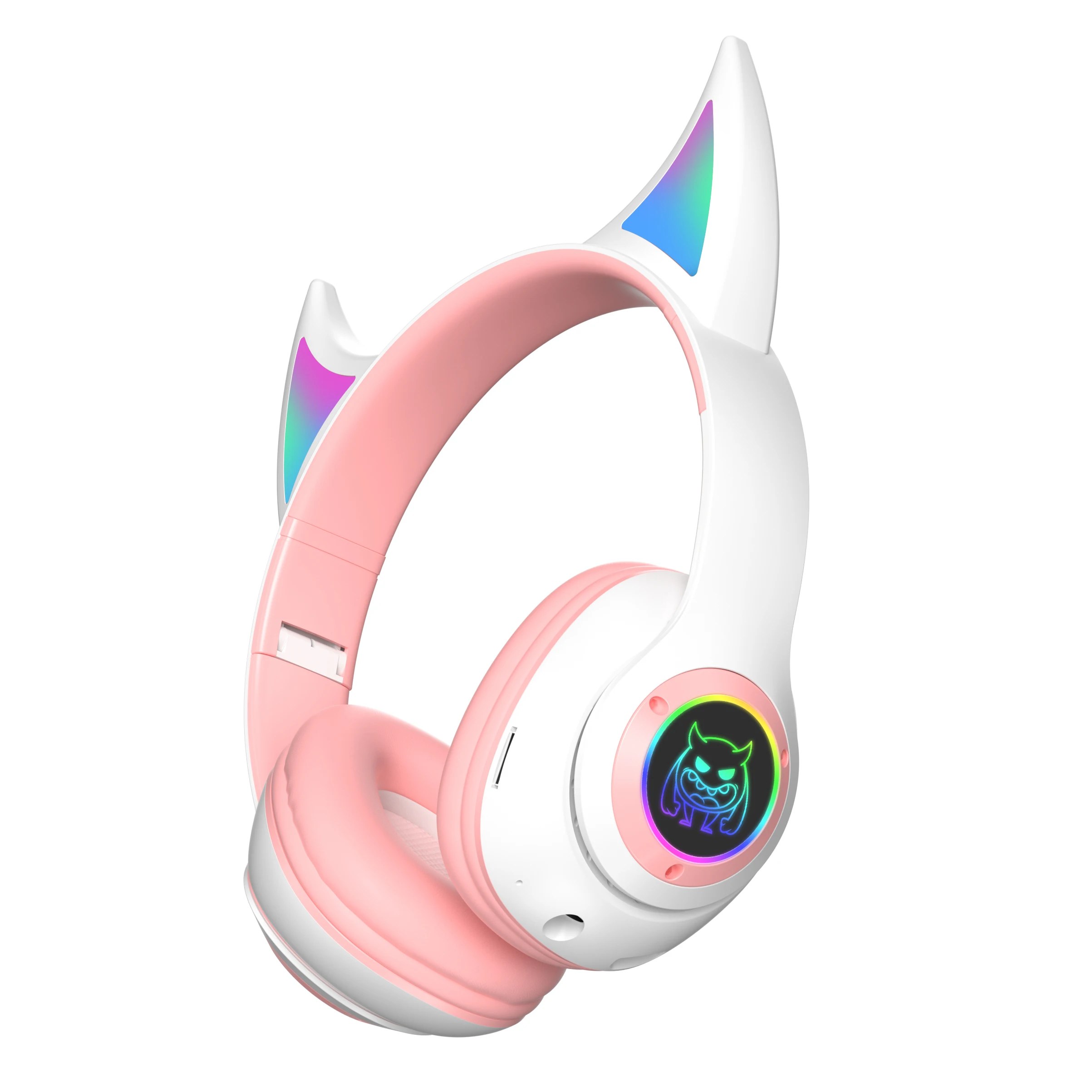 Gaming On-ear & Over-ear Cat ear Horns  Wireless Headphones Ecouteur Sans Fil Head Earphones With TF Card AUX Function