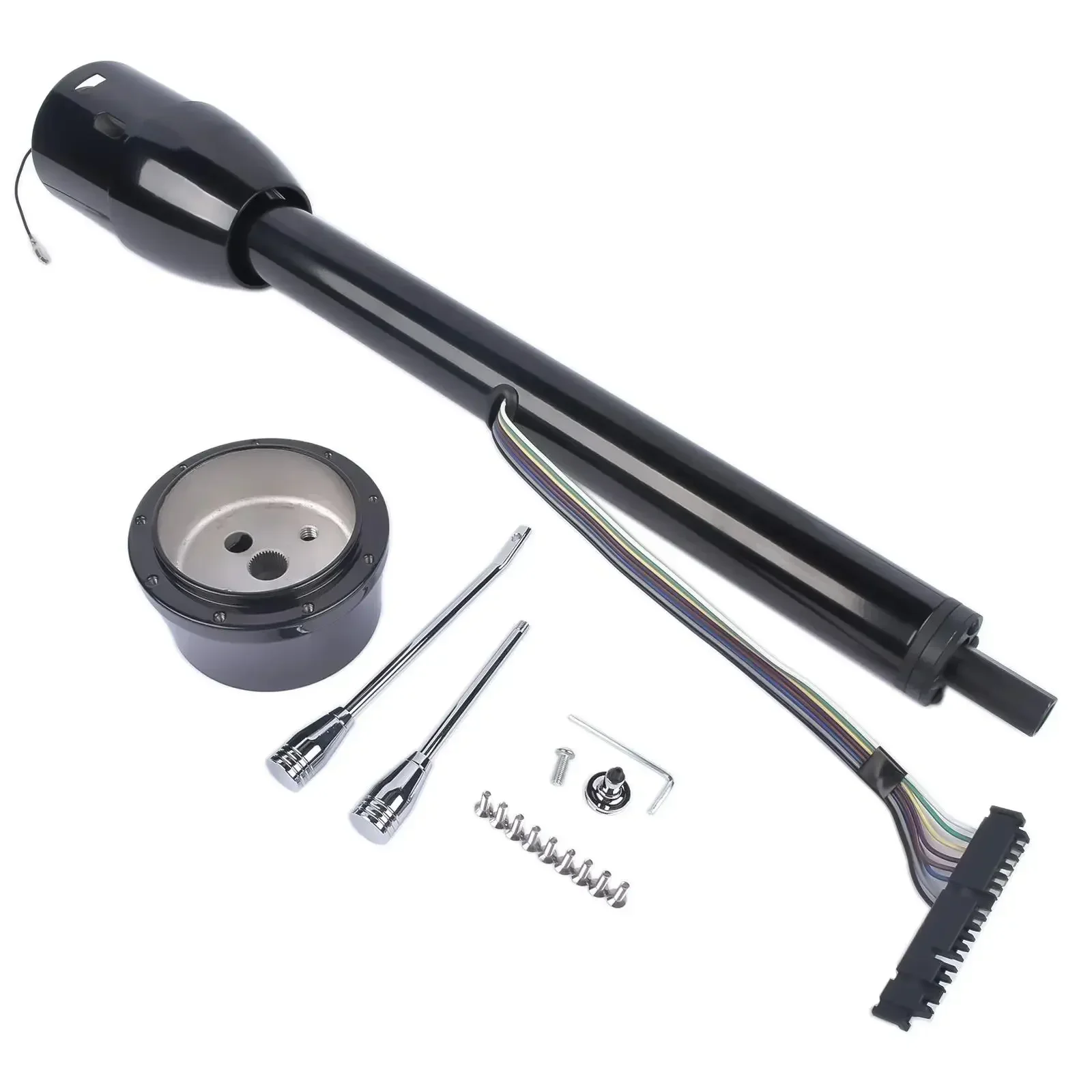AP01 Black Coated Hot Rod Tilt Shift For Steering Column Manual No Key with Adapter  R91001BK-28