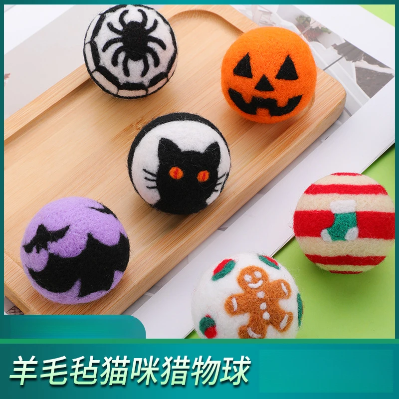 

Funny Cat Ball Wool Felt Punch Needle KitDIYWool felt toy cute handmade