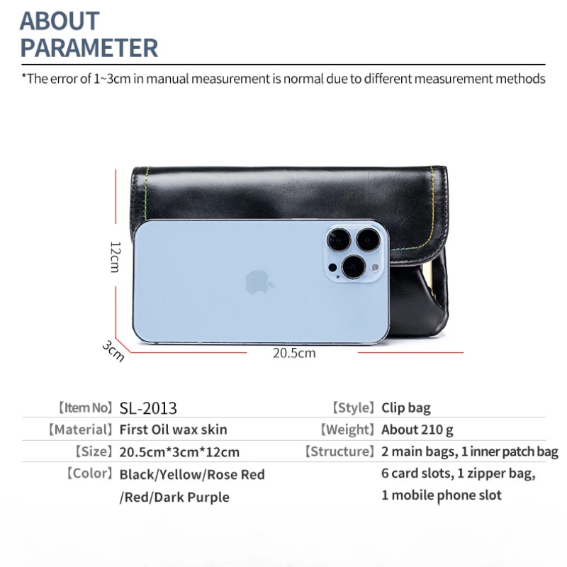 Portafoglio per telefono in vera pelle borsa a mano borsa per monete in pelle bovina con cera d'olio porta carte di credito per auricolari per rossetto per borsa da donna Clucth